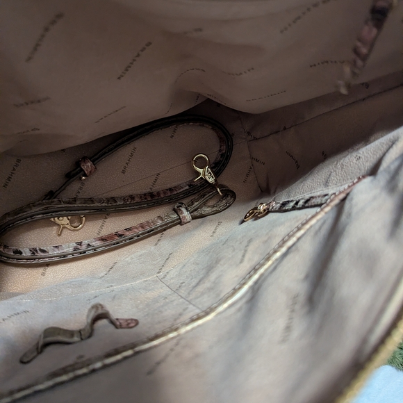 Brahmin Elegant Embossed Shoulder Bag in Cream and Brown - Picture 7 of 10